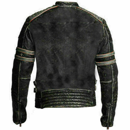 Moto Racer Retro Distressed Leather Jacket
