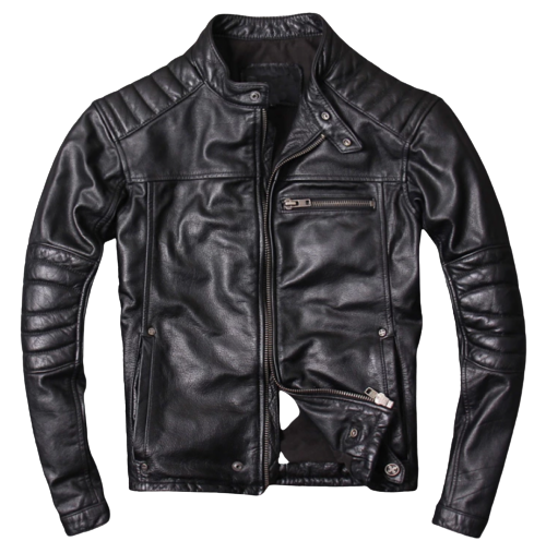 Cafe Racer Distressed Cow Hide Leather Jacket, Front