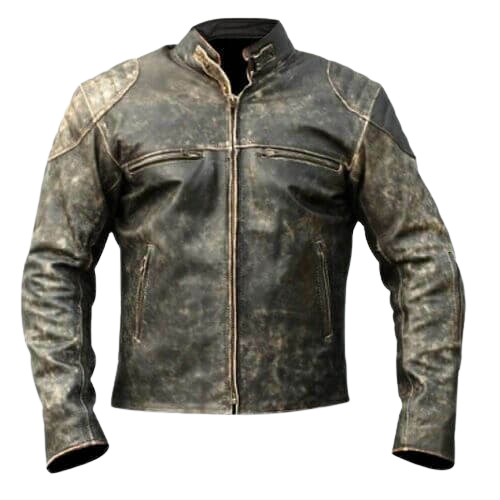 Retro Distressed Hooligan Leather Jacket, Front