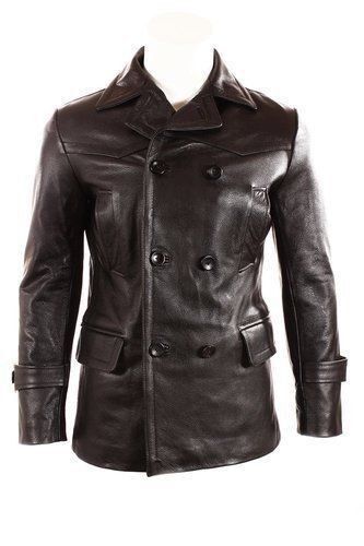 German Vintage Leather Blazer Men, Black