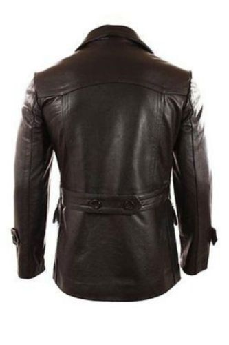 German Vintage Leather Blazer Men, Black