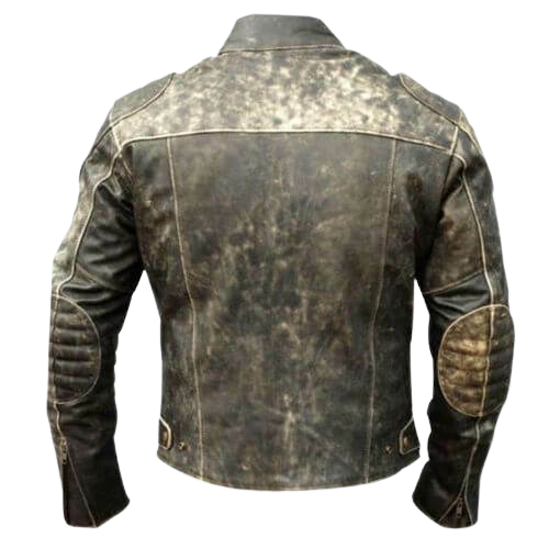 Retro Distressed Hooligan Leather Jacket, Back
