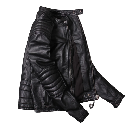 Cafe Racer Distressed Cow Hide Leather Jacket, Sleeves