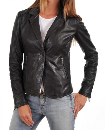 Lamb Skin Leather Blazer Women Slim Fit