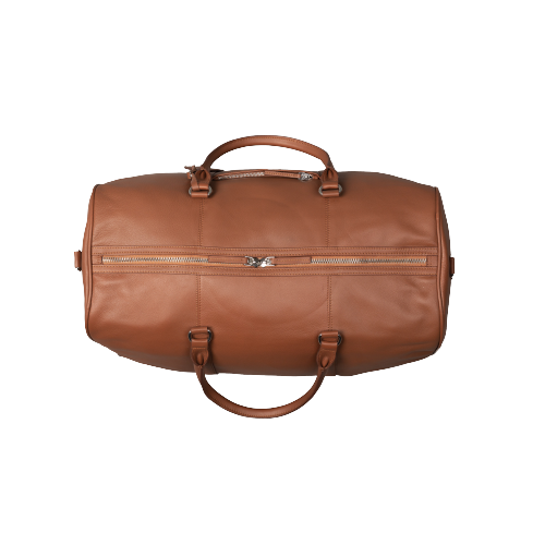 Deluxe Travel Leather Duffle Bag, Brown Zing Apparel