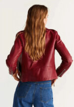 Red Slim Outerwear Biker Leather Jacket Zing Apparel