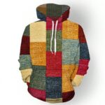 90s Vintage 3d Printed Plaid Pattern Casual Hoodie