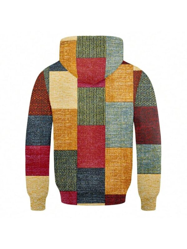 90s Vintage 3d Printed Plaid Pattern Hoodie