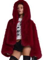 Jaded London Fur Jacket Red - Image 2