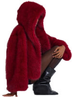 Jaded London Fur Jacket Red - Image 3