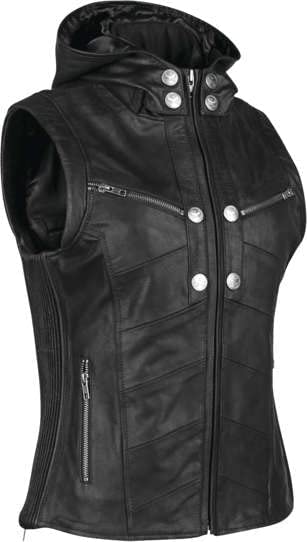 Hells Belles Womens Leather Vest, Black Zing Apparel