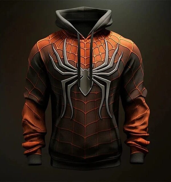 spider web print hoodie