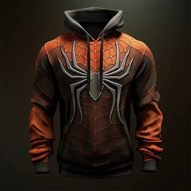3j7v9z1m3e spider web print hoodie