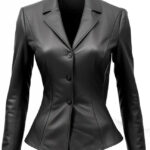 Fitted Black Leather Women Coat Blazer Zing Apparel