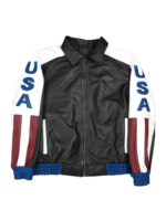 American Flag Vintage Leather Jacket For Men Zing Apparel