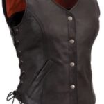 Leather Vest For Women with Side Laces, Black Zing Apparel