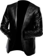 Slim Fit Leather Blazer Men, Black Zing Apparel
