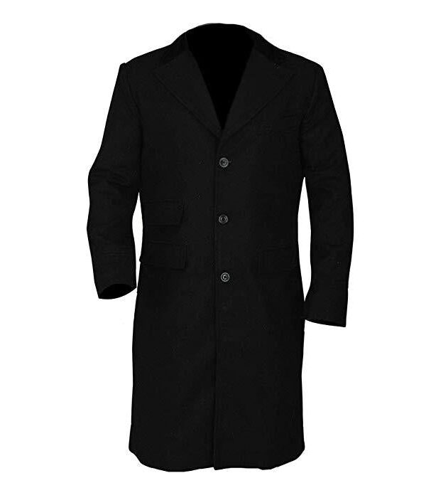Men's Long Black Wool Straight Coat Zing Apparel