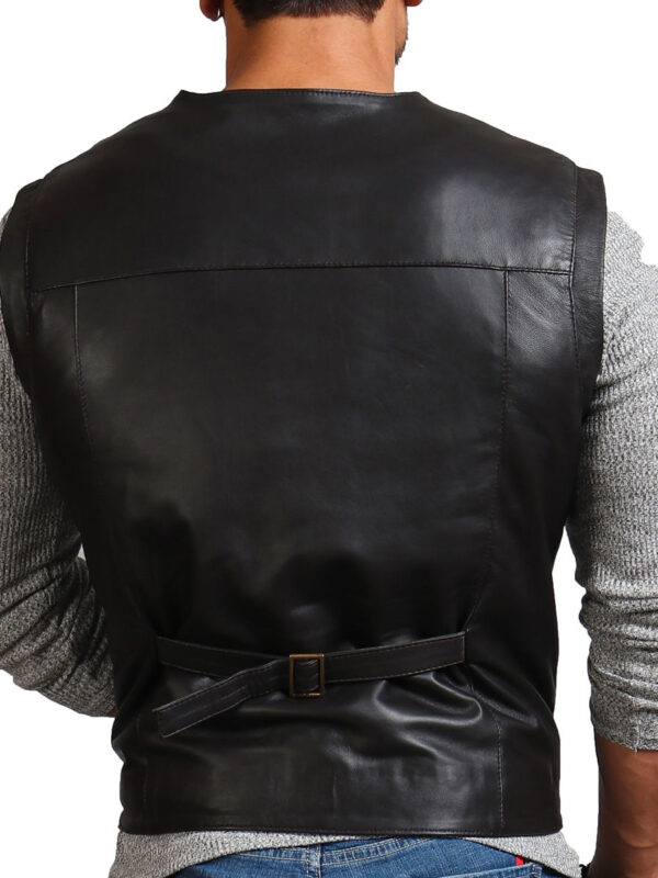 Safari Black Leather Vest Men, Sleeveless Zing Apparel