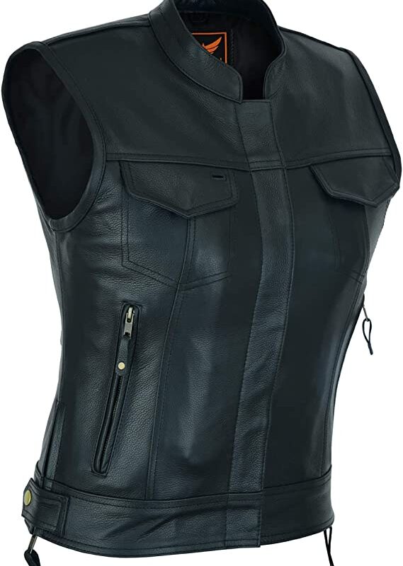 Leather Vest For Women with Side Zipper Zing Apparel