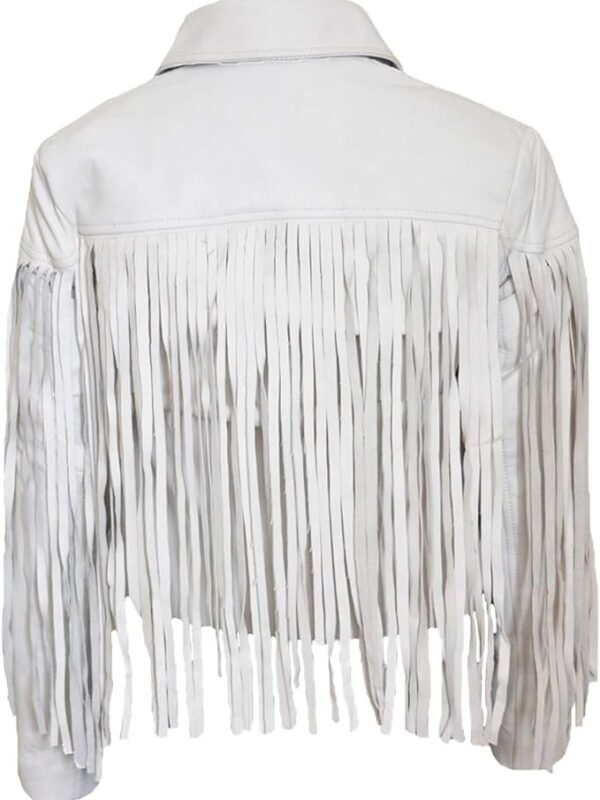 Ferris Bueller Fringe Leather Jacket, White Zing Apparel