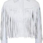 Ferris Bueller Fringe Leather Jacket, White Zing Apparel