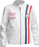 Steve McQueen White Leather Jacket Zing Apparel