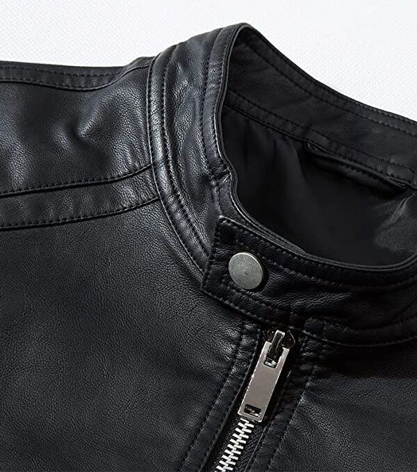 Men's Casual Fashion Stand Collar Slim Biker Jacket, Collar