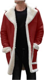 Red Fleece Lined Sherpa Shearling Jacket For Men Zing Apparel