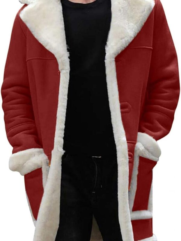 Red Fleece Lined Sherpa Shearling Jacket For Men Zing Apparel