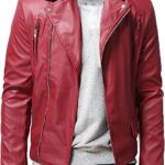Modern Slim Leather Biker Men, Red Zing Apparel