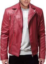 Modern Slim Leather Biker Men, Red Zing Apparel