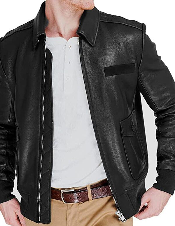 WWII Aviator Bomber Jacket Men, Black Zing Apparel