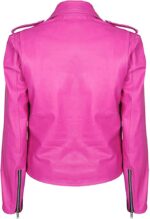 Women Casual Girls Pink Biker Leather Jacket Zing Apparel