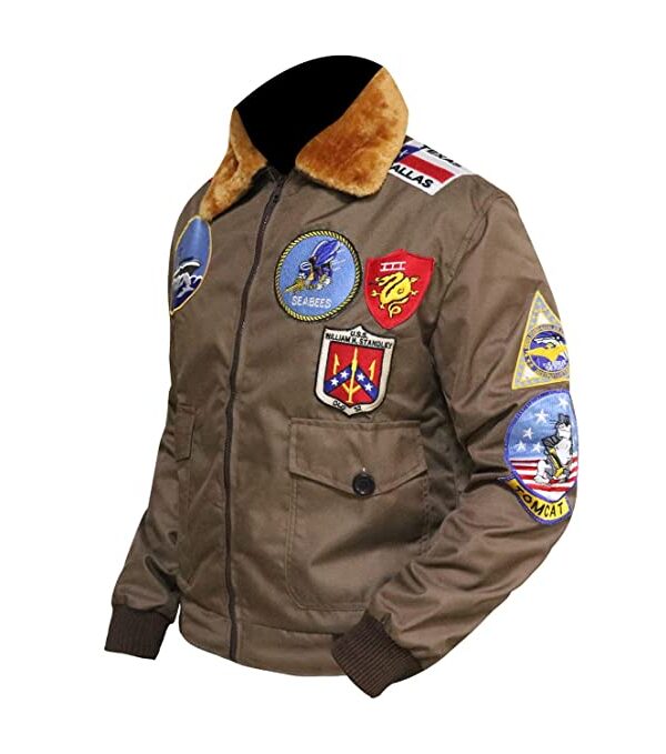 Tom Cruise Jet Fighter Men Brown Bomber Jacket Zing Apparel