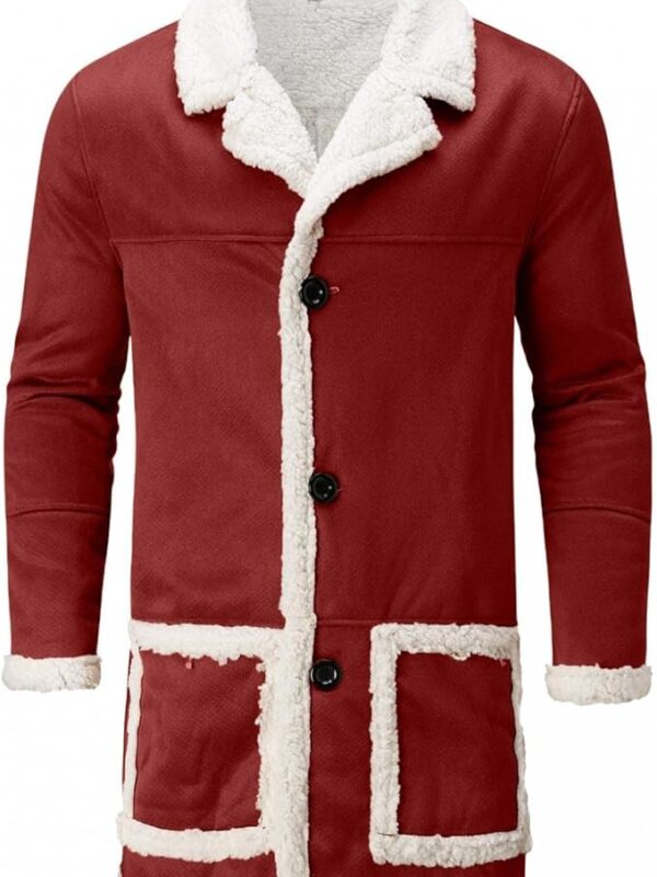 Red Fleece Lined Sherpa Shearling Jacket For Men Zing Apparel