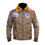 Tom Cruise Jet Fighter Men Brown Bomber Jacket Zing Apparel