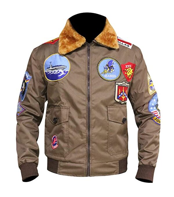 Tom Cruise Jet Fighter Men Brown Bomber Jacket Zing Apparel