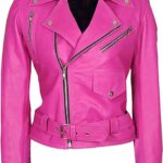 Women Casual Girls Pink Biker Leather Jacket Zing Apparel