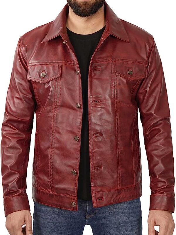 Blingsoul Brown Leather Jacket Men Zing Apparel