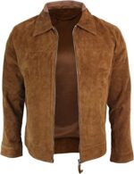 Harrington Biker Suede Leather Men, Brown Zing Apparel