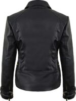Leather Biker Jacket Women PA218090, Black Zing Apparel