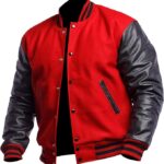 Baseball Red & Black Varsity Jacket Men Zing Apparel