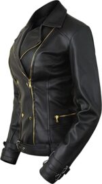 Leather Biker Jacket Women PA218090, Black Zing Apparel