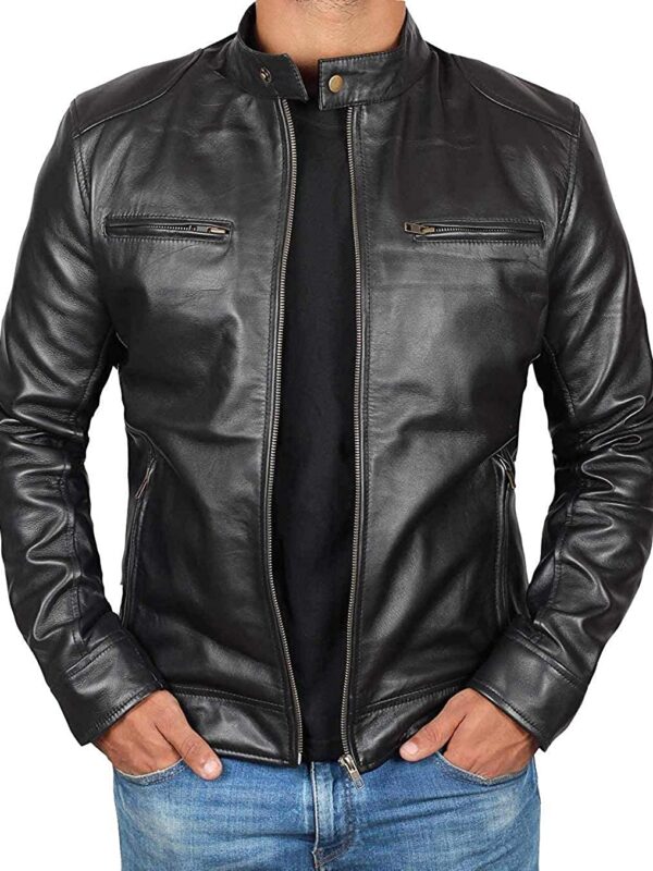 Classic Men's Lambskin Cafe Racer Jacket Zing Apparel