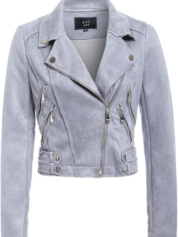 Women's Suede Biker Leather Jacket Zing Apparel
