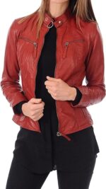 ROXA Trendy Women's Zip Up Genuine Biker Jacket Zing Apparel