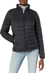 Womens Puffer Jacket Long Sleeve, Black Zing Apparel