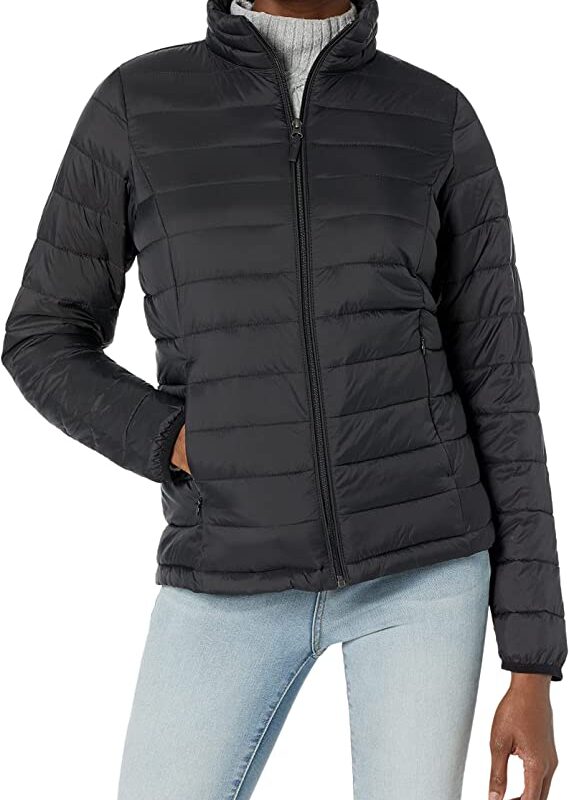 Womens Puffer Jacket Long Sleeve, Black Zing Apparel