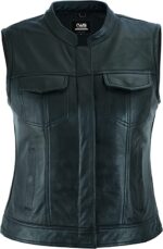 Daniel Smart Leather Vest For Women, Black Zing Apparel